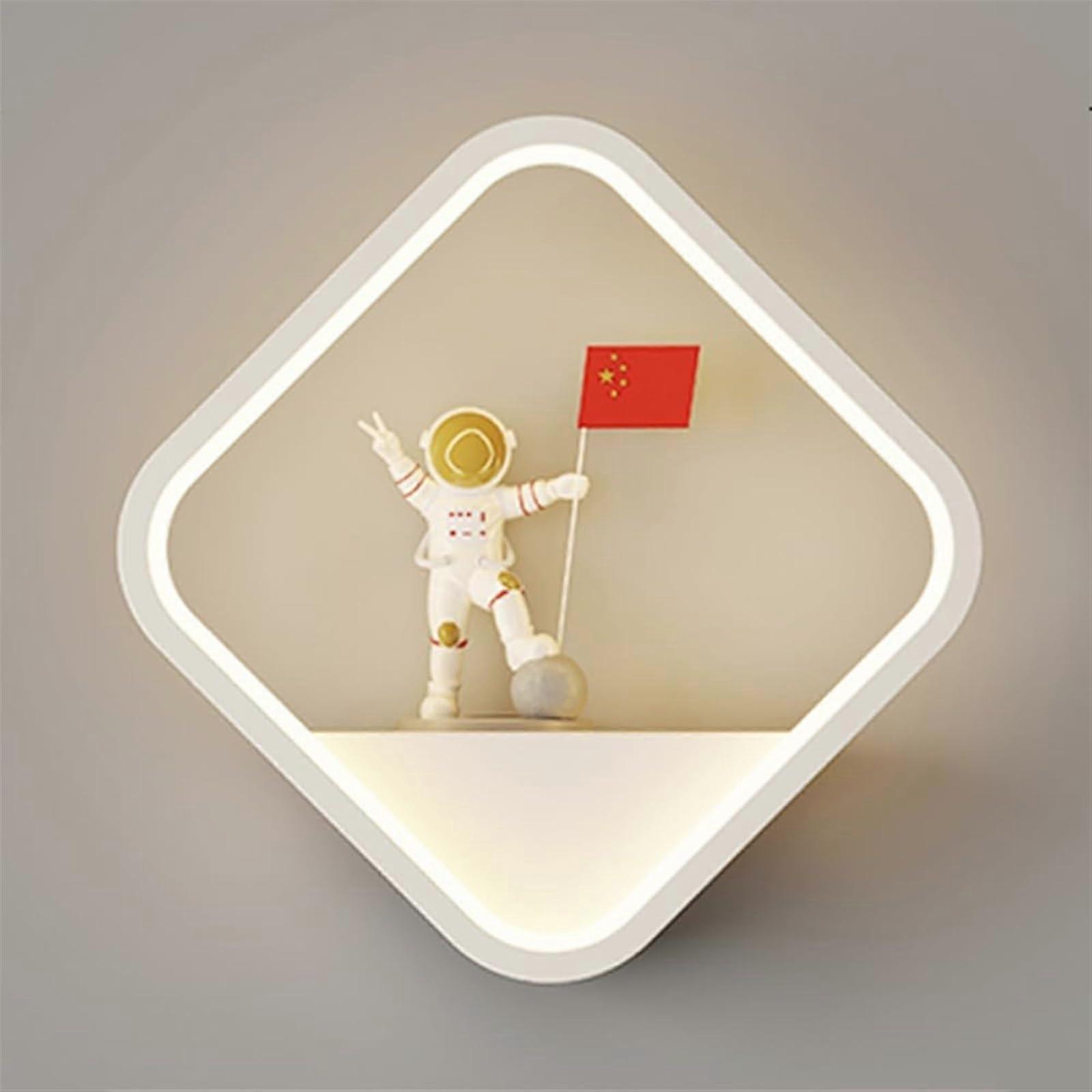 Moondisplaced LED wall light with astronaut decoration, 3 color modes.