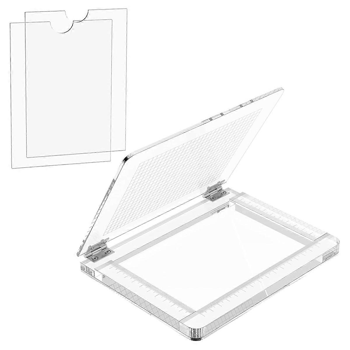 Acrylic Stamp Platform with Grid and Measurements Anti Scratch Stamp Blocks Easy to Clean Stamp Positioning Tool