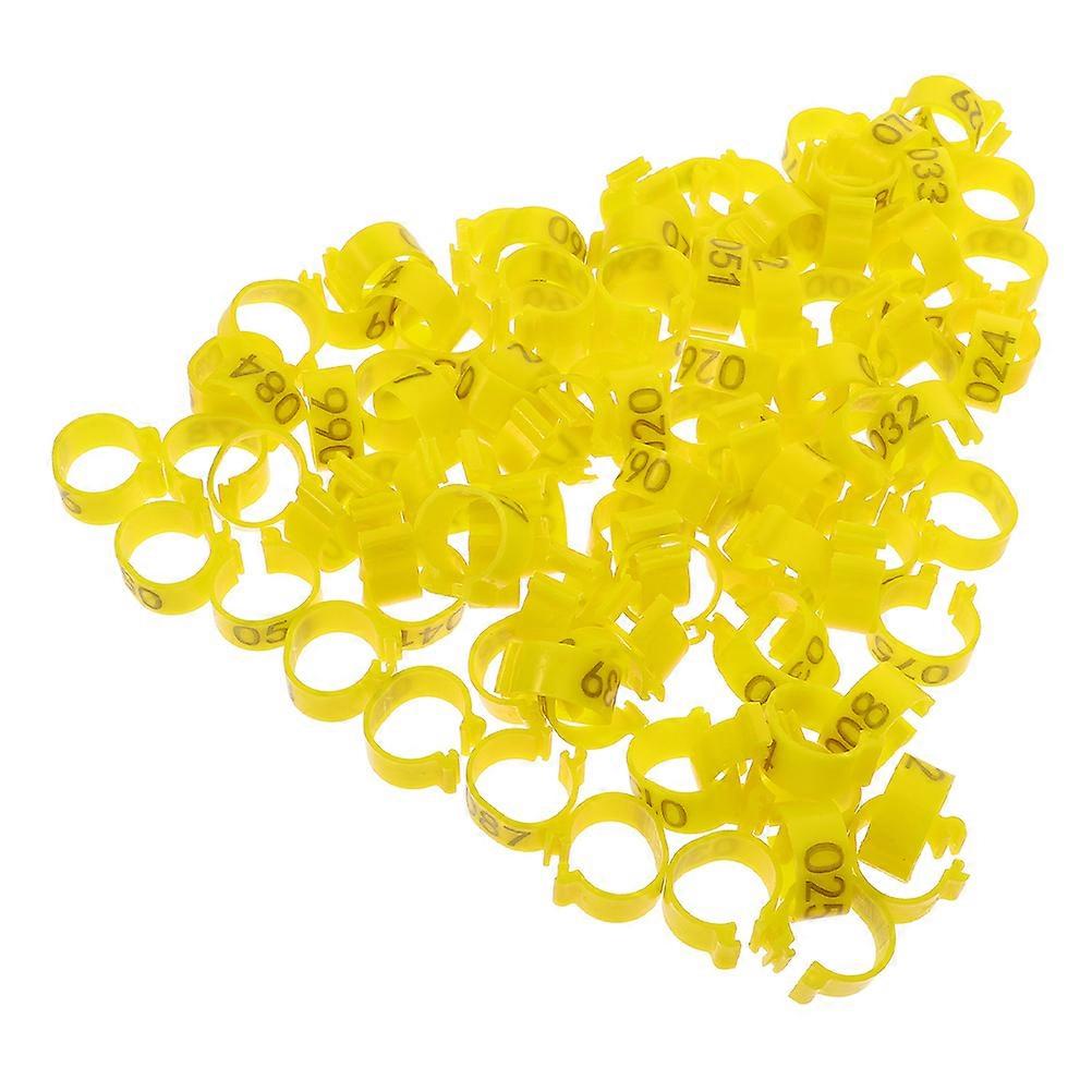 Pigeon Identification Ring Bird Identification Leg Bands Bird Owners 2.5x2cm Yellow Track and Identify 100Pack