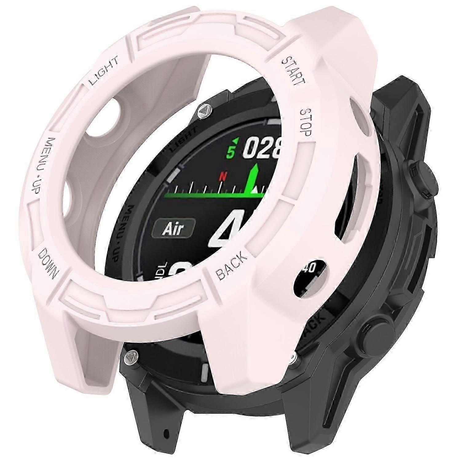 For Garmin Descent G2 Soft TPU Watch Case Hollow Shockproof Bumper Frame Cover Pink Color