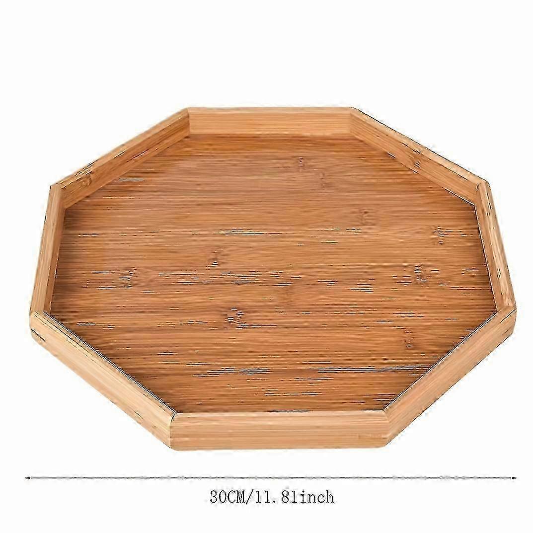 Åttekantet serveringsbrett i tre for mat, snacks, drikke, sushi, biff, pizza, desserter, brød og frokost