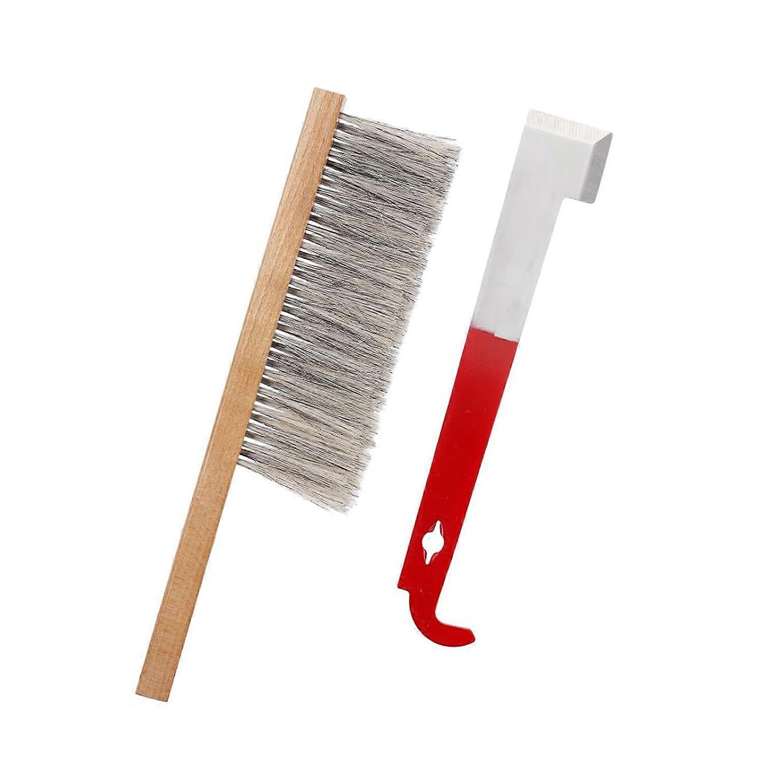 Beehive Tool Kit for Beekeeping - J-Hook, Natural Horse Hair Bee Brush, Hive Tool, Frame Lifter and Scraper
