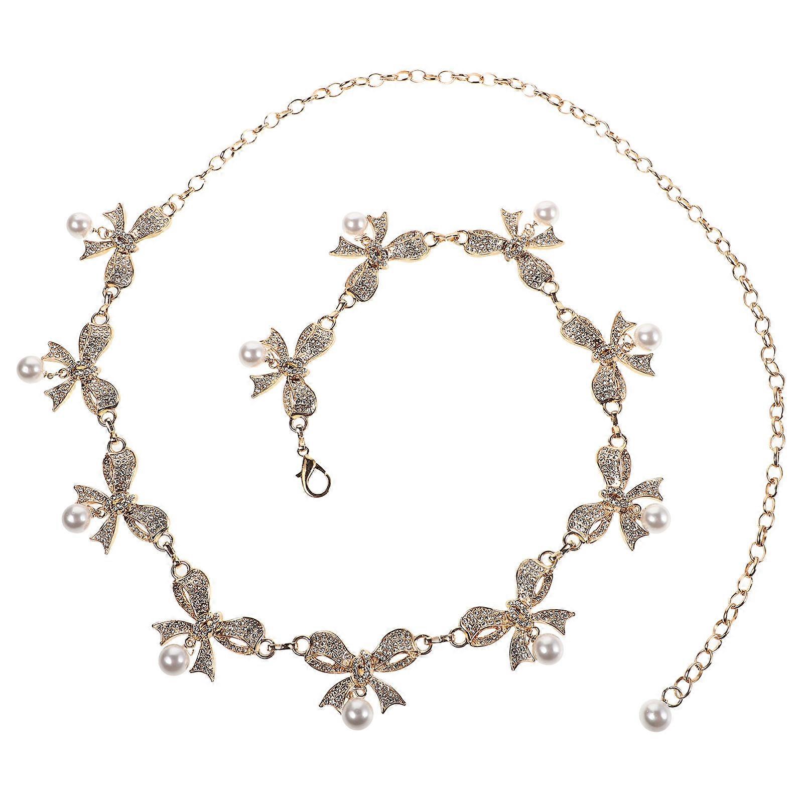Elegant Bowknot Body Chain for Women – Stylish Metal Waist Belt for Bridal & Special Occasions