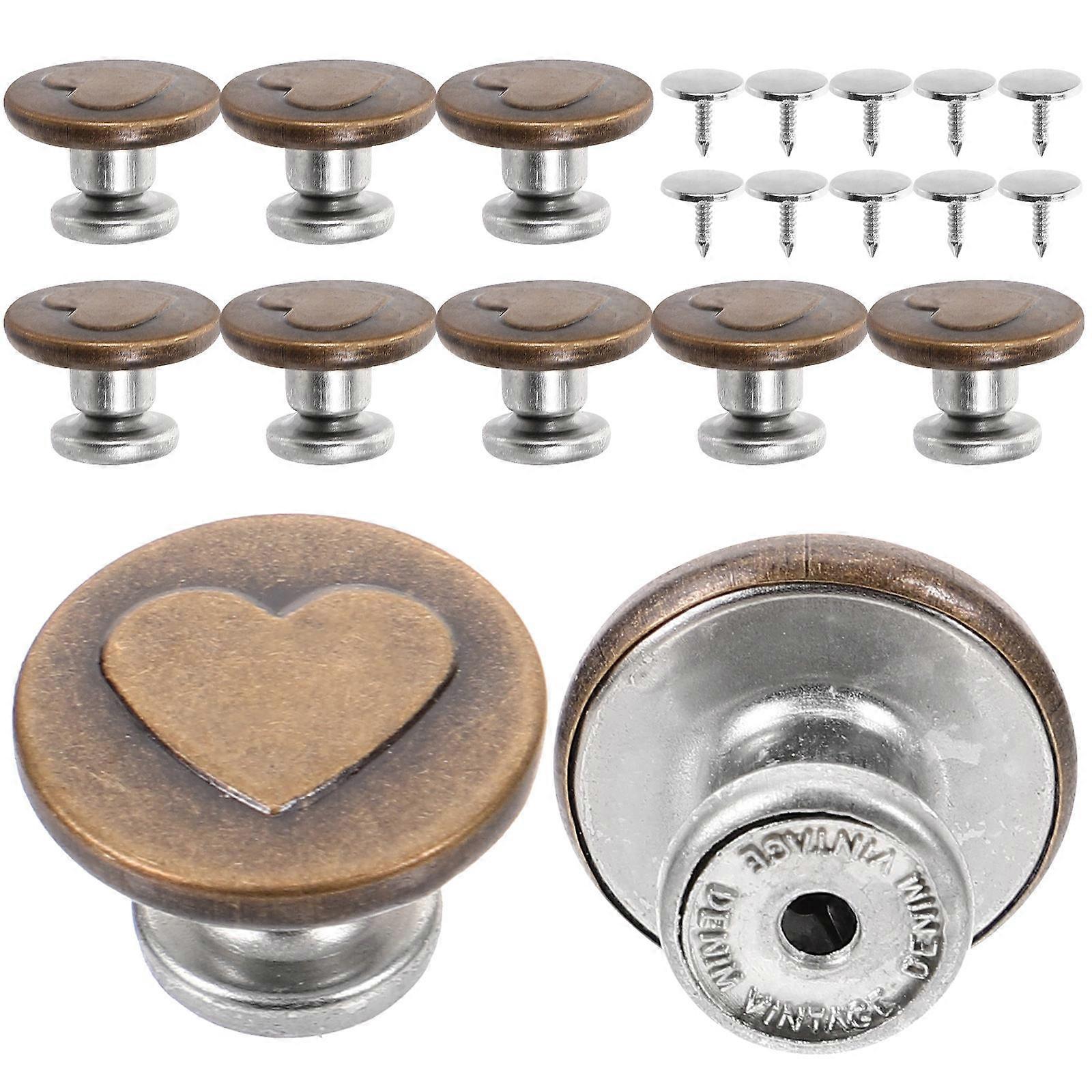 No Sew Jean Buttons Metal Buttons Fashion Upgrade Women's Pants Waistline Securing 10Pcs
