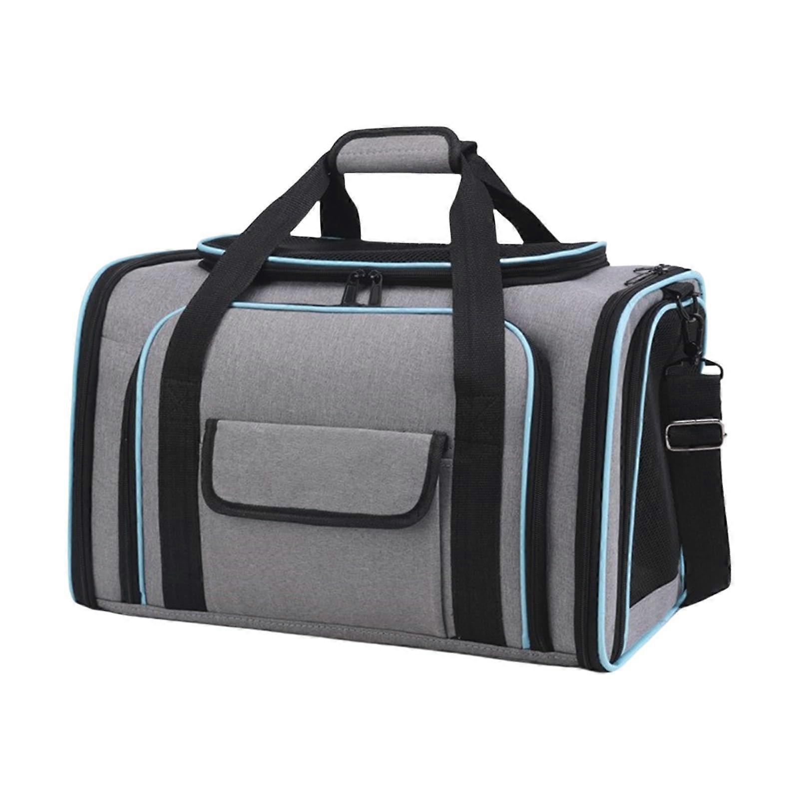 Large Pet Carrier Bag with Expandable Side, Breathable Design, Adjustable Shoulder Strap for Travel