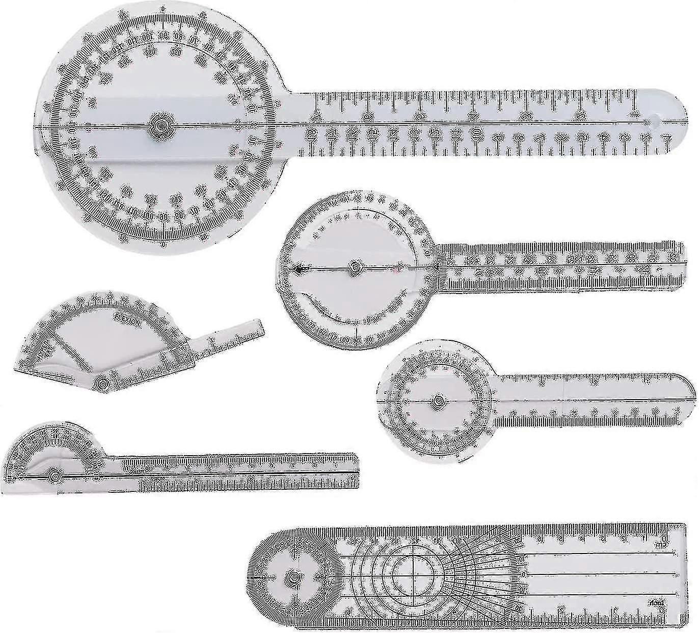 Lbhmei 6 Pcs Finger Goniometer, 6 8 12 Inch Angle Ruler Finger Goniometer, 360 Degree Goniometer Set Body Measuring Tape Goniometer Protractor Ruler -