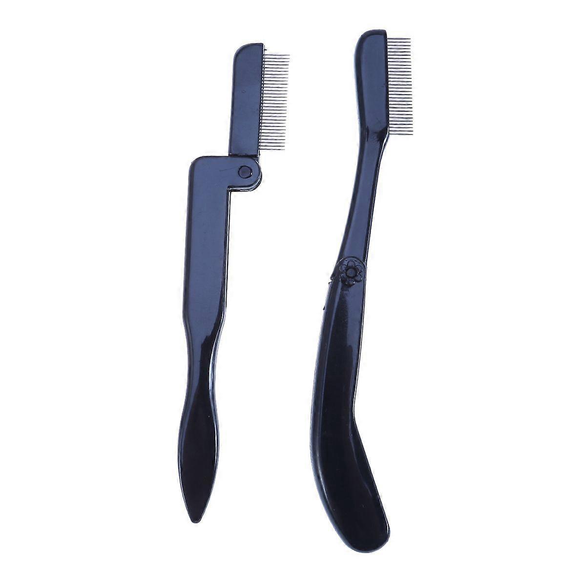 2PCS Foldable Eyebrow Comb Plastic Handle Stainless Steel Teeth Eyebrows Eyelash Comb Makeup Grooming Tool