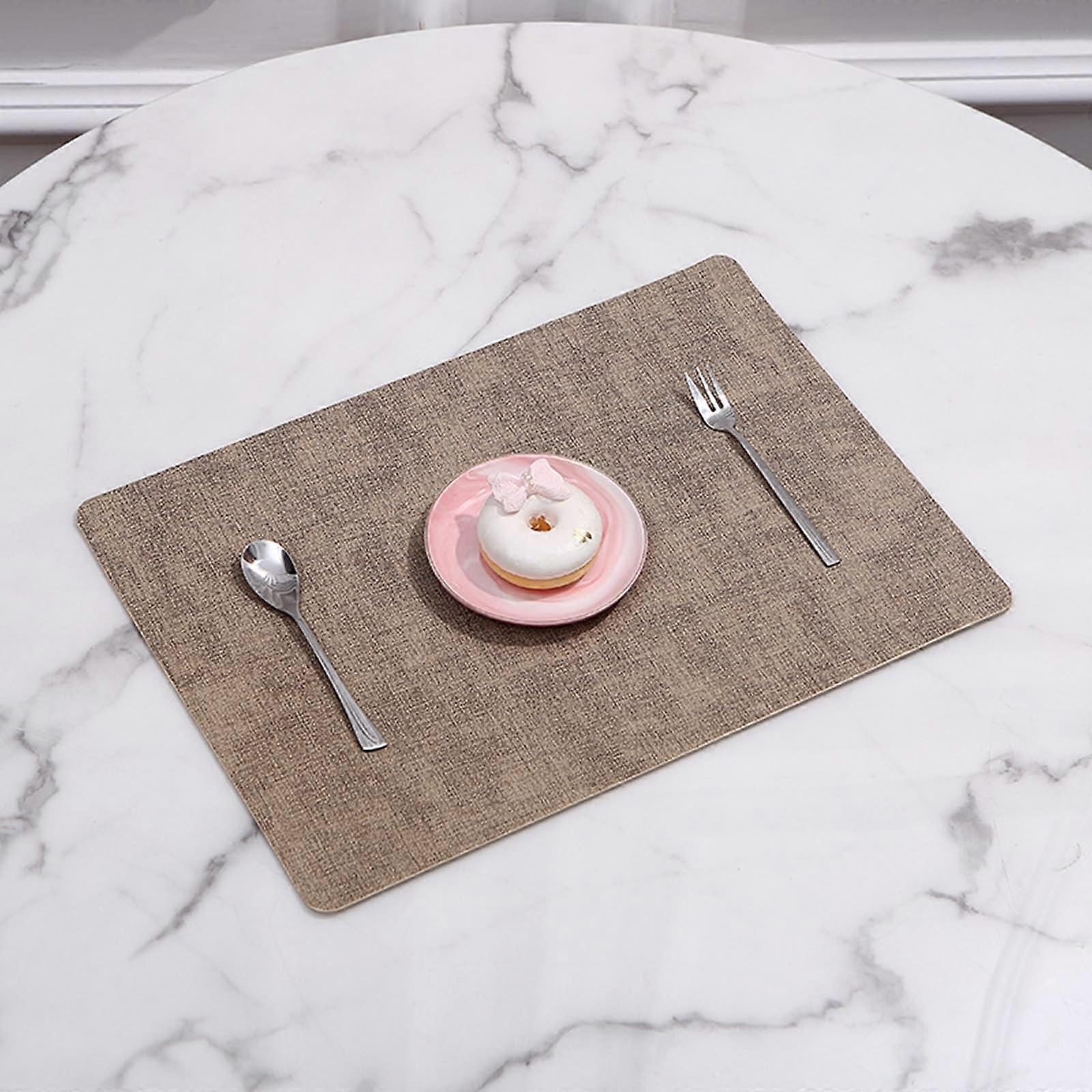 6Piece Set Christmas Table Mats, Washable Square Leather Placemats, Wipeable Reversible Woven Pattern AntiSlip, 30x43CM