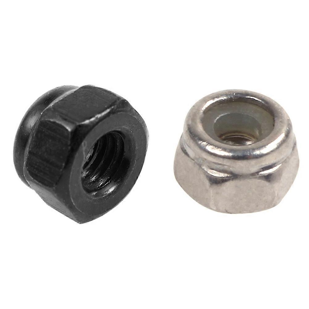 100Pcs Zinc Plated Nylon Insert Hex Lock Nuts Black M2.5 & M2