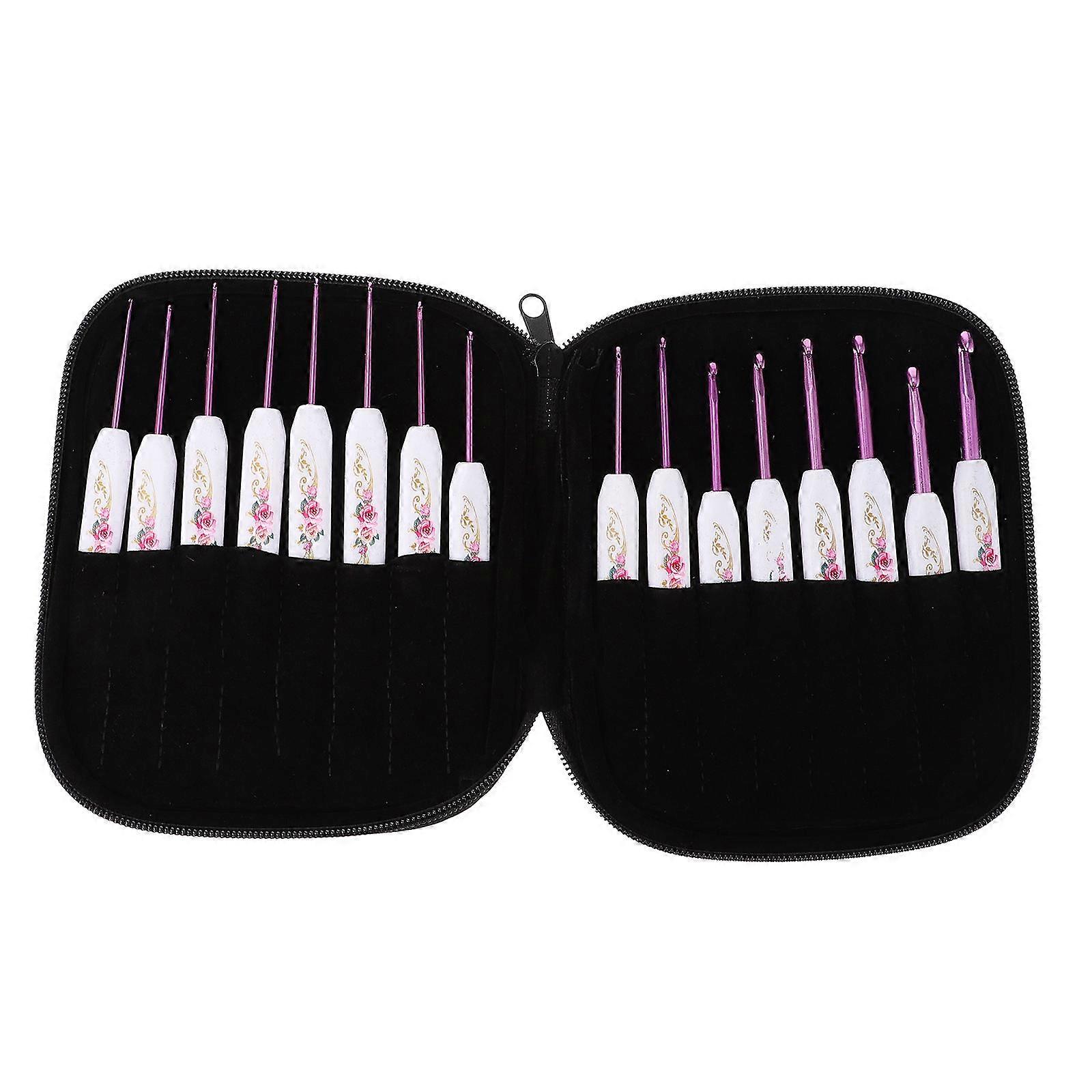 16pcs Ergonomic Crochet Hooks with Storage Bag – Comfortable Knitting Needles for Beginners and Experienced – Durable TPR Tools for All Projects