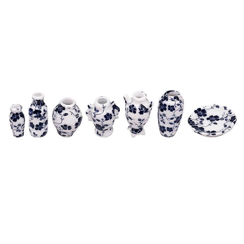 Mini House Figurines Mini Vase Home Decoration Photo Prop Simple Style 1.45X0.79X0.79in 7Pcs