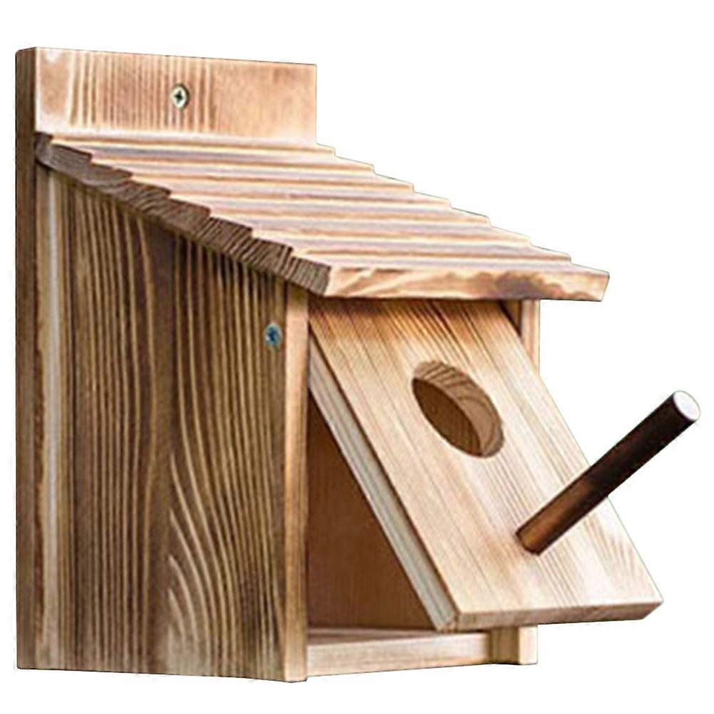 Brown Wooden Bird House for Home Use Small Size Nest with Novel Design 6.5 x 5.3 x 8.7 Inches