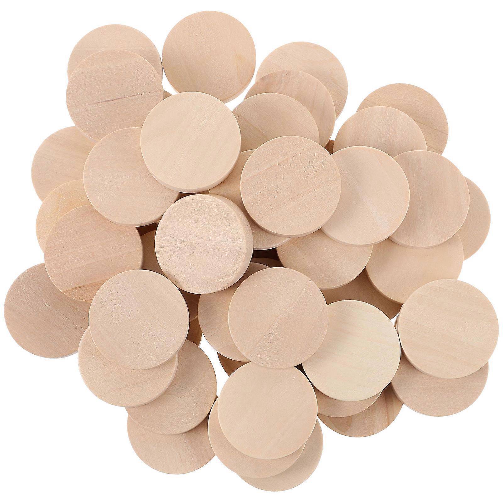 Natural Wooden Circles for Crafts Beige Color Sturdy and Durable for Decoration 50pcs