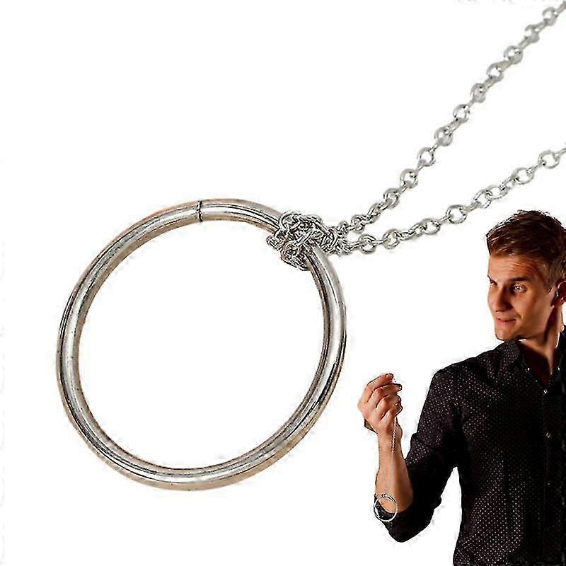 Magic Ring and Chain Trick - Easy to Learn Metal Knot Ring Game for Halloween, Fun Linking Iron Hoops Magic Educational Toy