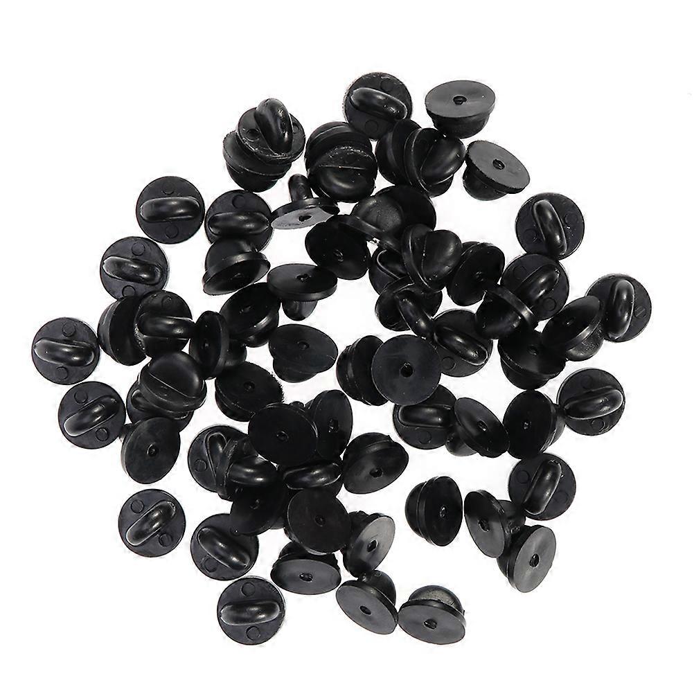 Pin Backs Locking Clasp PVC Material Replacement for DIY Craft Projects Shop Use 11x7mm Black Color 200Set