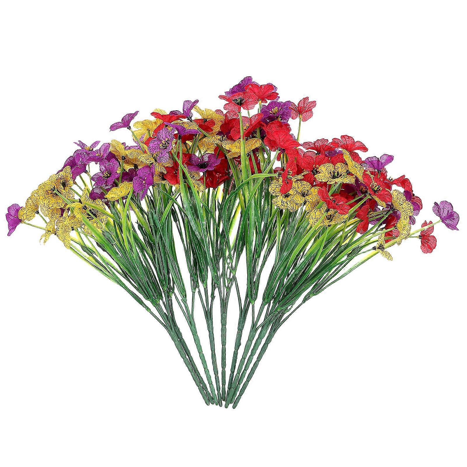 UV耐性フェイクフラワーバンドル、ウィンドウボックスガーデンポーチ装飾用フェードなし屋外人工植物、本物そっくりのフェイクフラワーアレンジメント