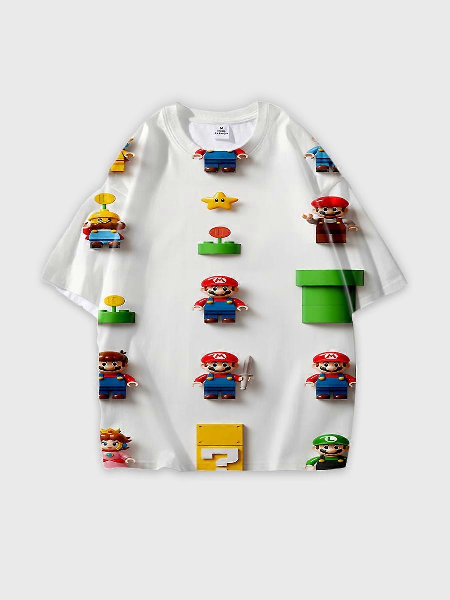 T-Shirt Round Neck Pattern Loose Short Sleeve D2249 Patterned Tee For Casual Wear