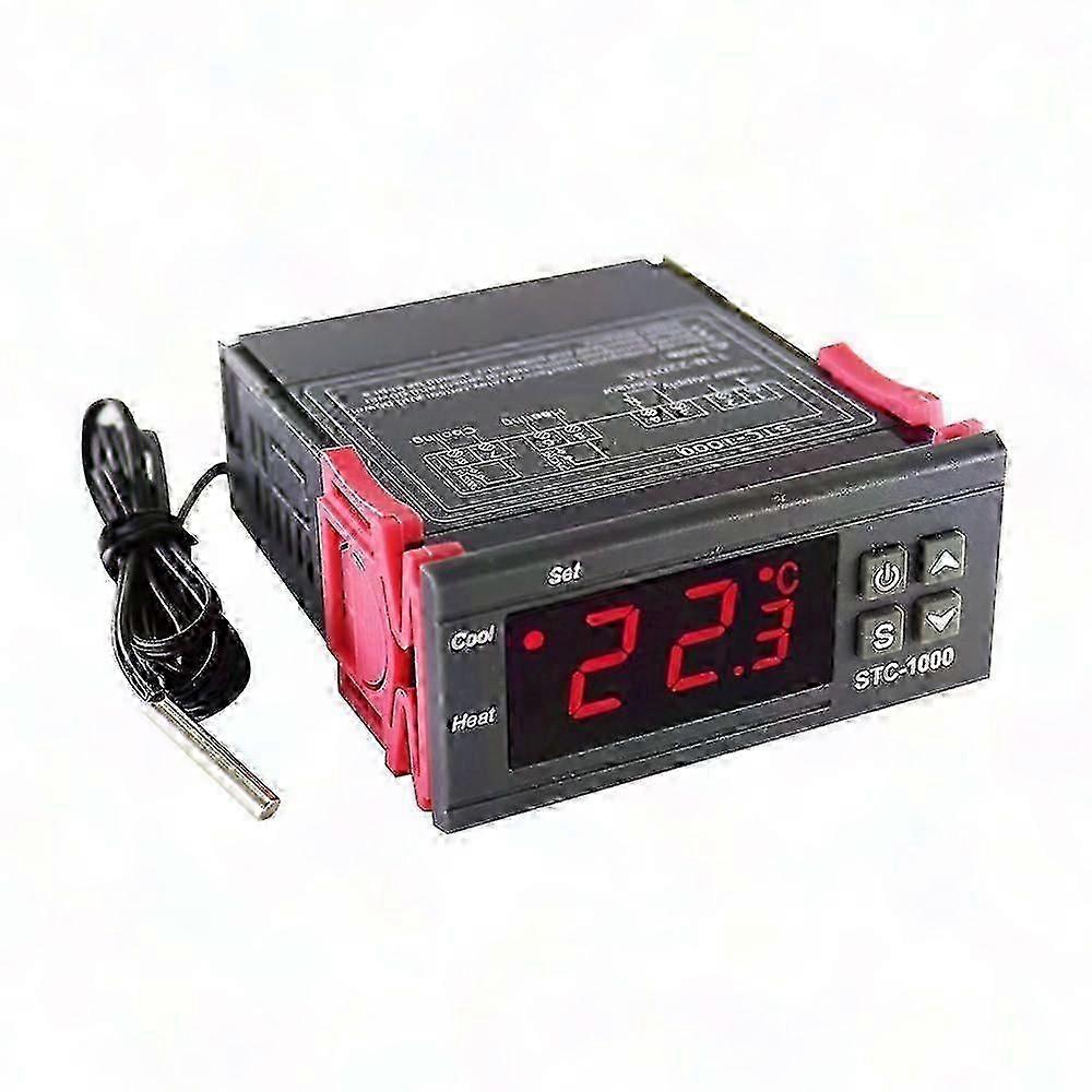 STC-1000 Digital LED Temperature Controller for Heating & Cooling with NTC Sensor Probe 12V 2 Relays Output