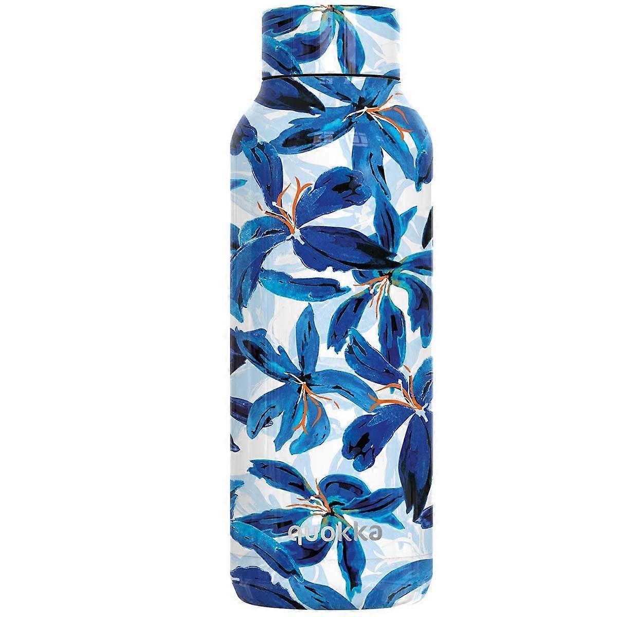 510 ml Double-Walled Insulated Bottle with Floral Design Hibiscus, Turquoise