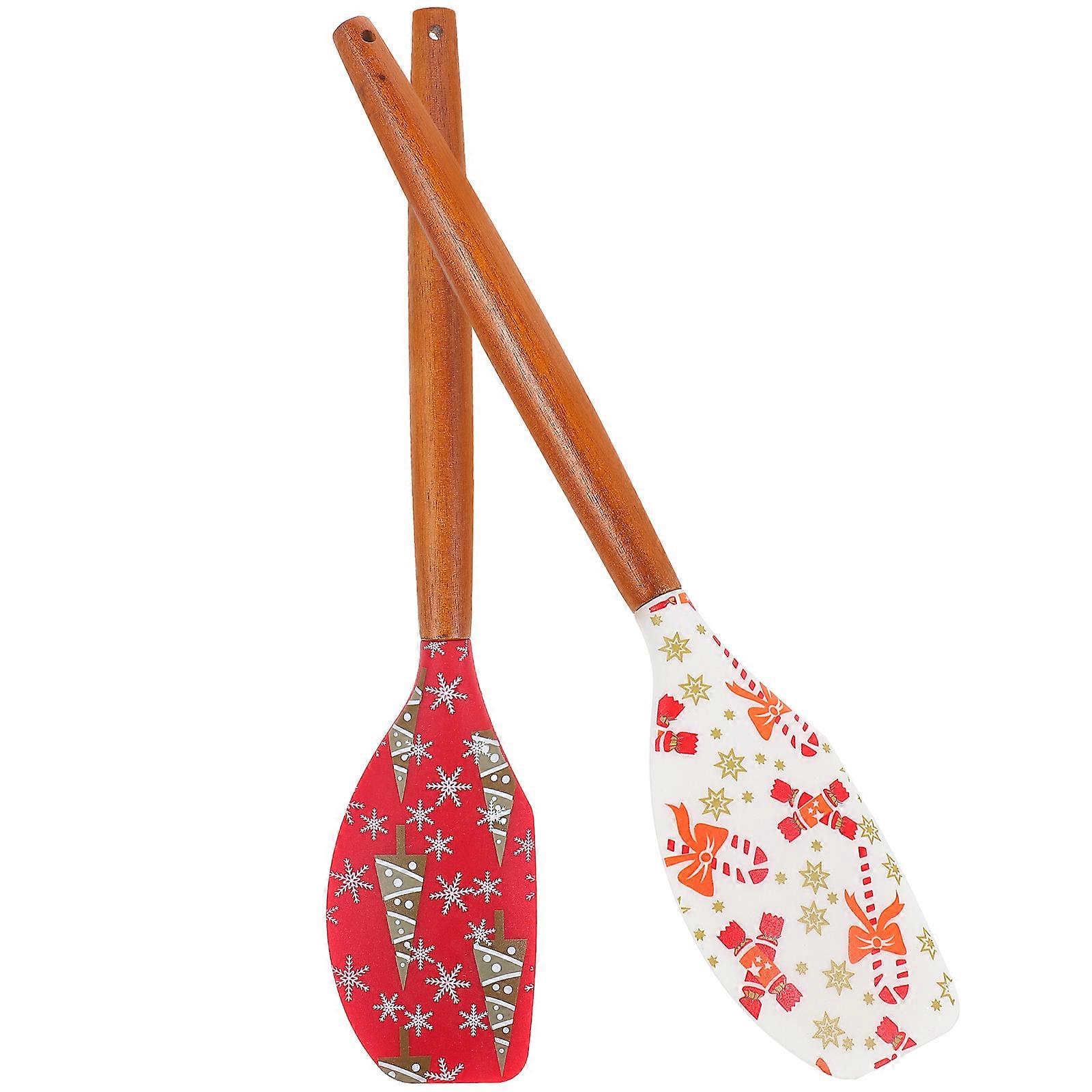 Reusable Baking Spatula Professional Baking Scrapers Christmas Baking Spatula Heat-Resistant 2Pcs
