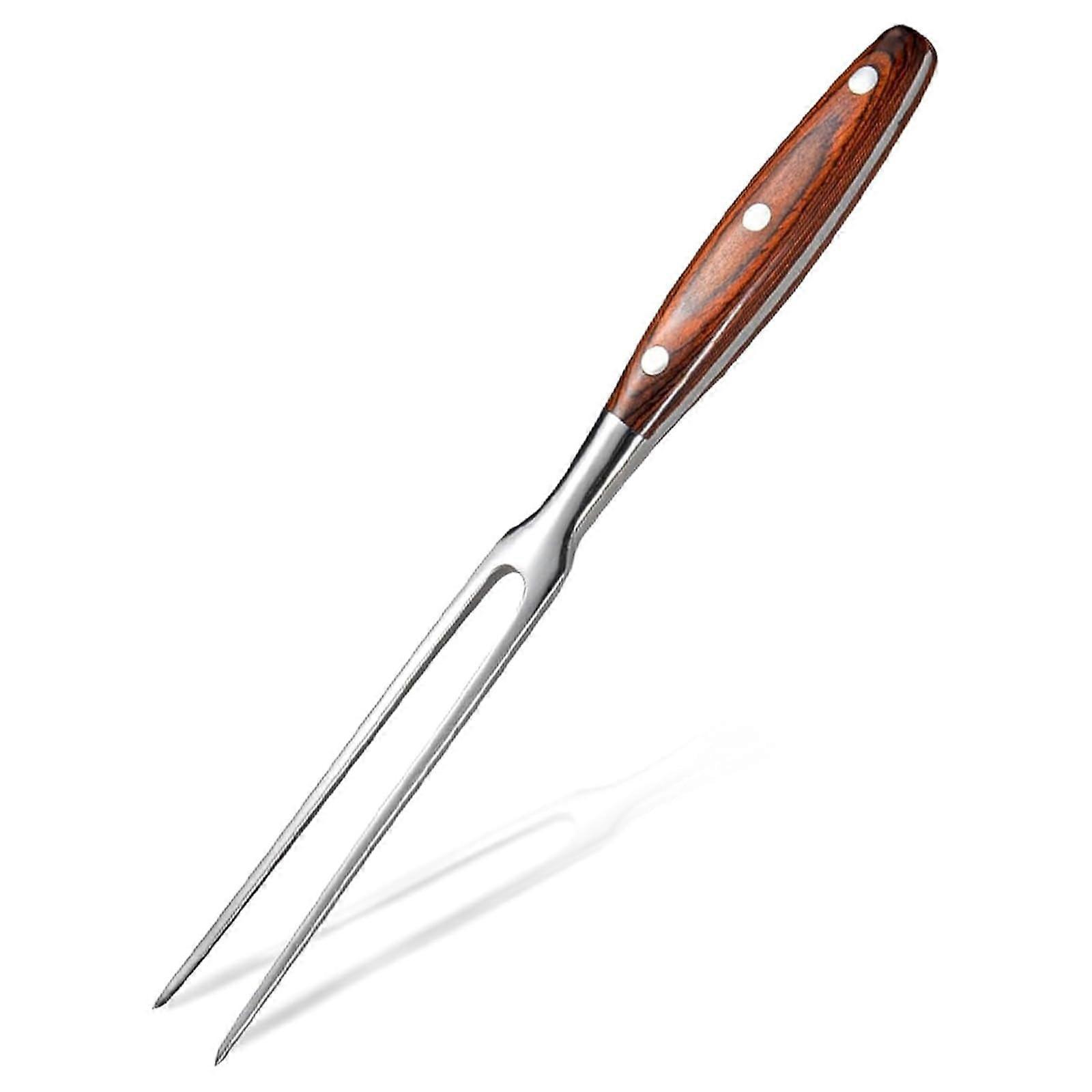 Stainless Steel Grill Fork with Wooden Handle, Meat Fork, Large Meat Fork