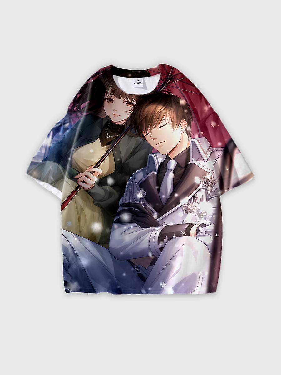 T-shirt round neck Role Pattern loose short sleeve L5145