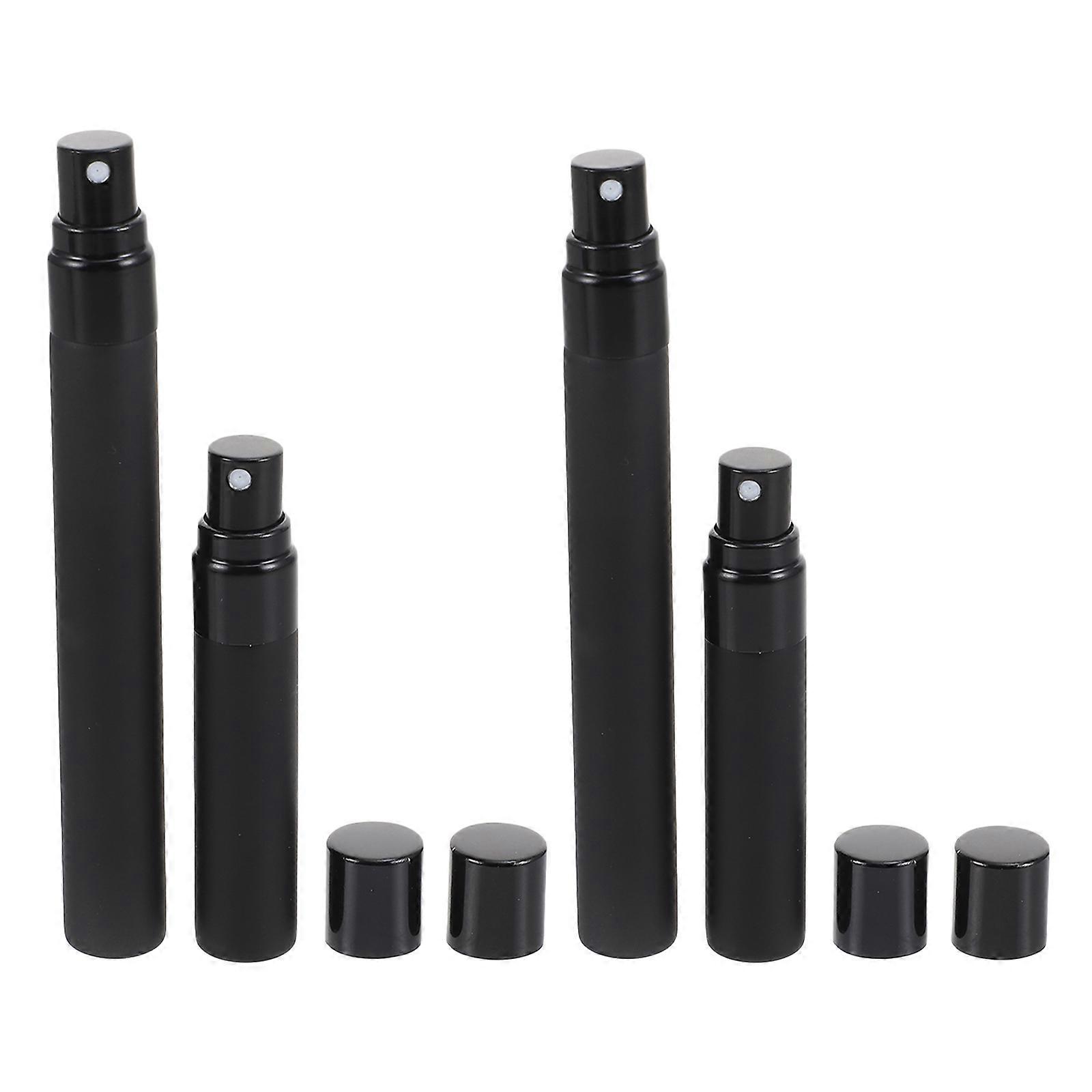 Travel-Friendly Black Frosted Glass Perfume Bottle Set Featuring Detachable Design 11.5X1.3X1.3CM 4Pcs