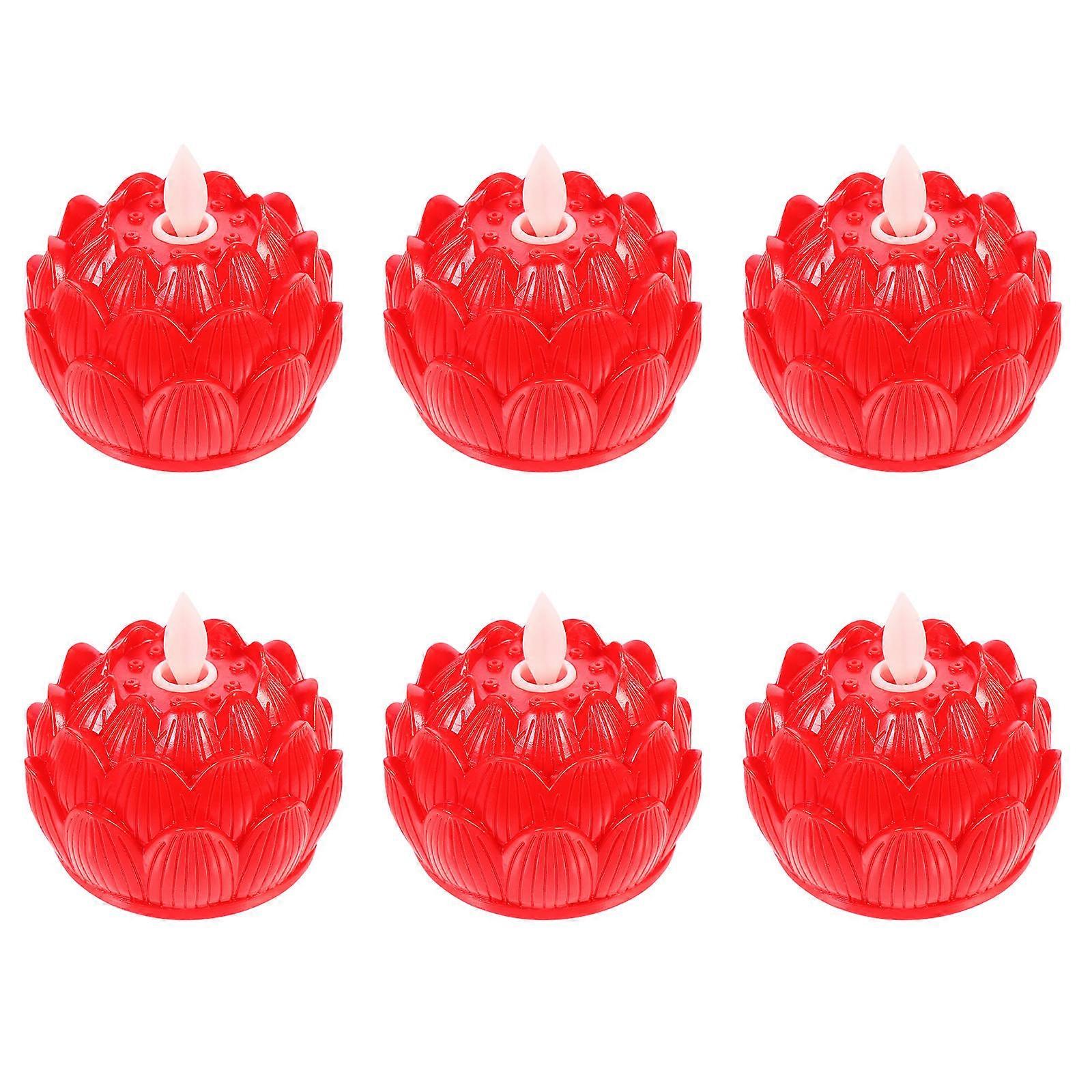 6Pcs Lightweight LED Lotus Lamp For Temple Decoration And Home Use In Buddhist Style With Blessing Feature