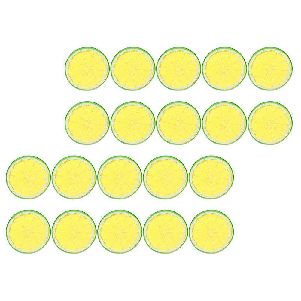 Artificial Lemon Slices for Decoration Use Bright Green Color 20 Pcs Plastic Fruit Slices 1.5 Inches
