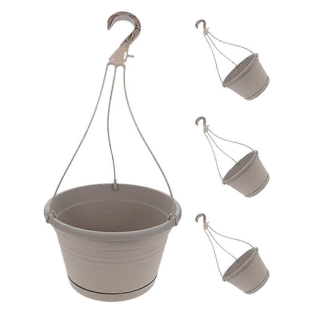 White Hanging Flower Pot with Hooks Sturdy PP Material for Indoor Outdoor Use Balcony Garden 4 Pieces