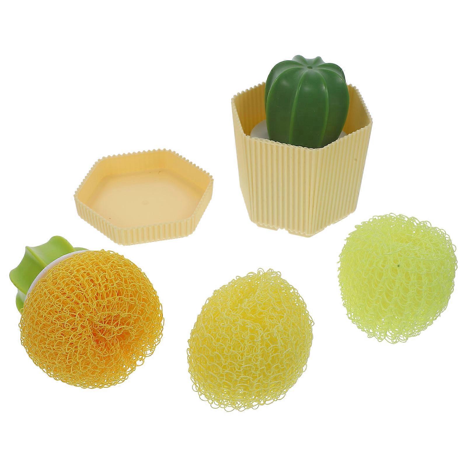 2 Sets Multi Function Cactus Cleaning Balls, Sturdy Kitchen & Bathroom Scrub Brushes for Dishes, Pots and More, Easy to Use, Random Colors