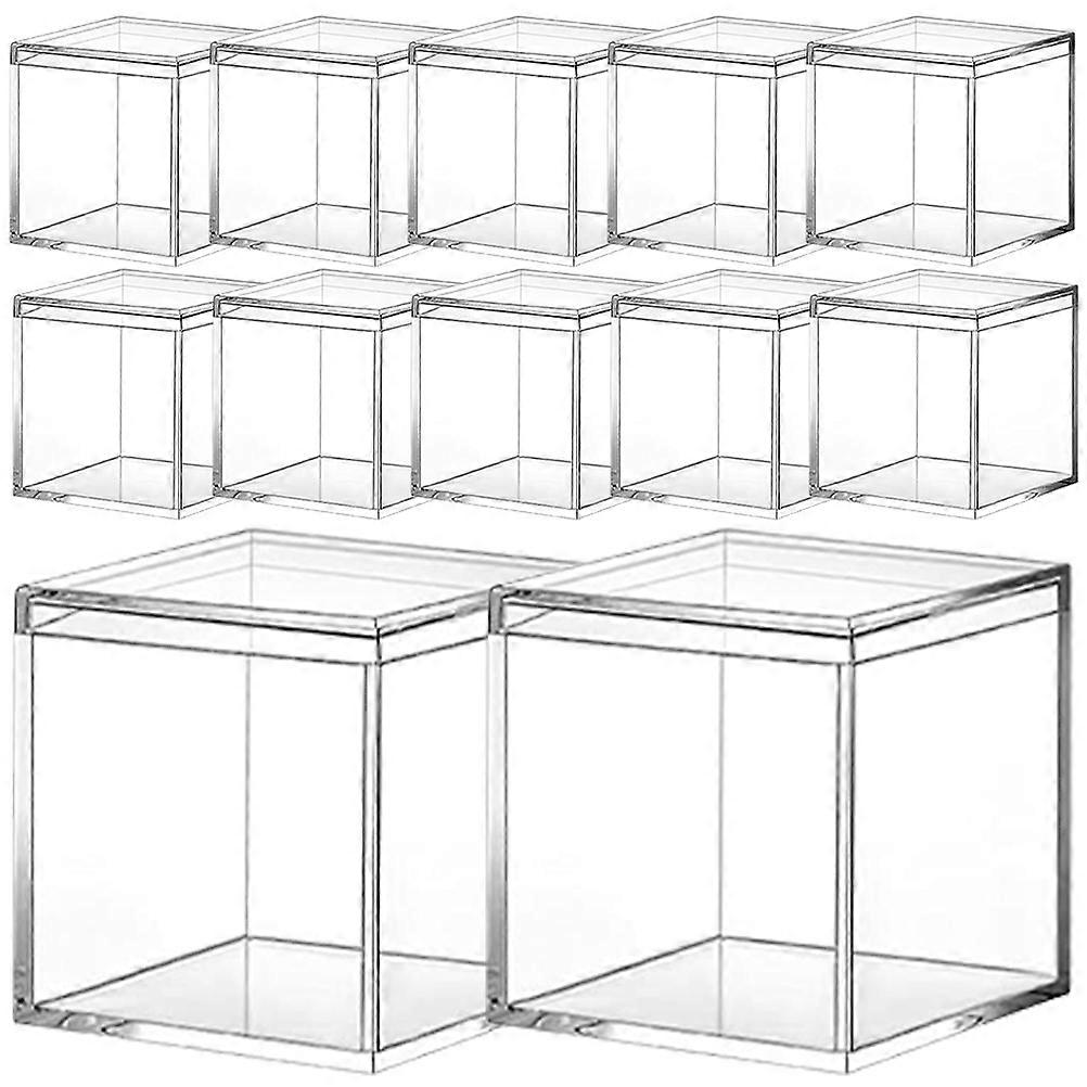 12pcs Transparent Acrylic Candy Boxes with Lid MultiFunction Storage Container for Gifts and Favors