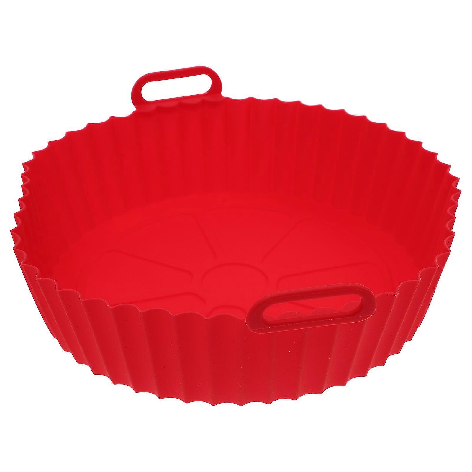 Silicone Air Fryer Pot Liner Non-Stick Reusable Design For Home Users 17.5X17.5X5CM Red 1Pcs