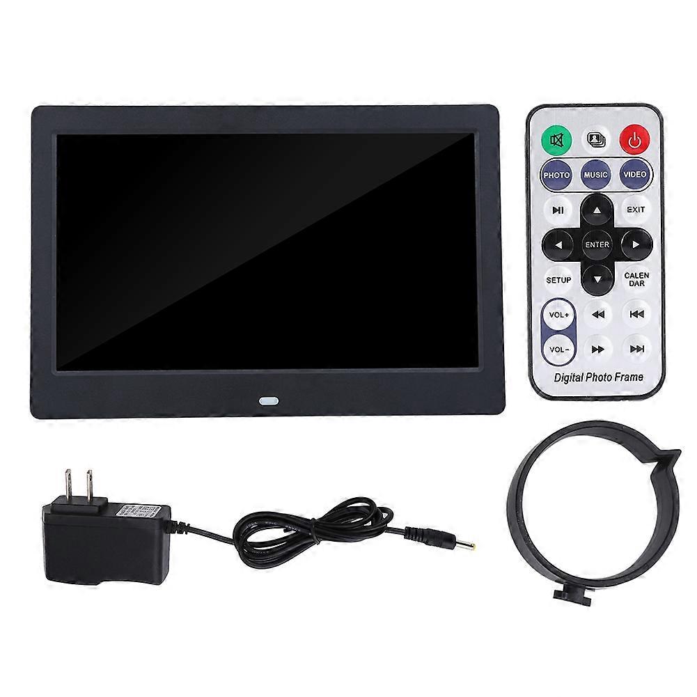 10" HD Screen Digital Photo Frame Alarm Clock MP3/4 Movie Player (Black US Plug)