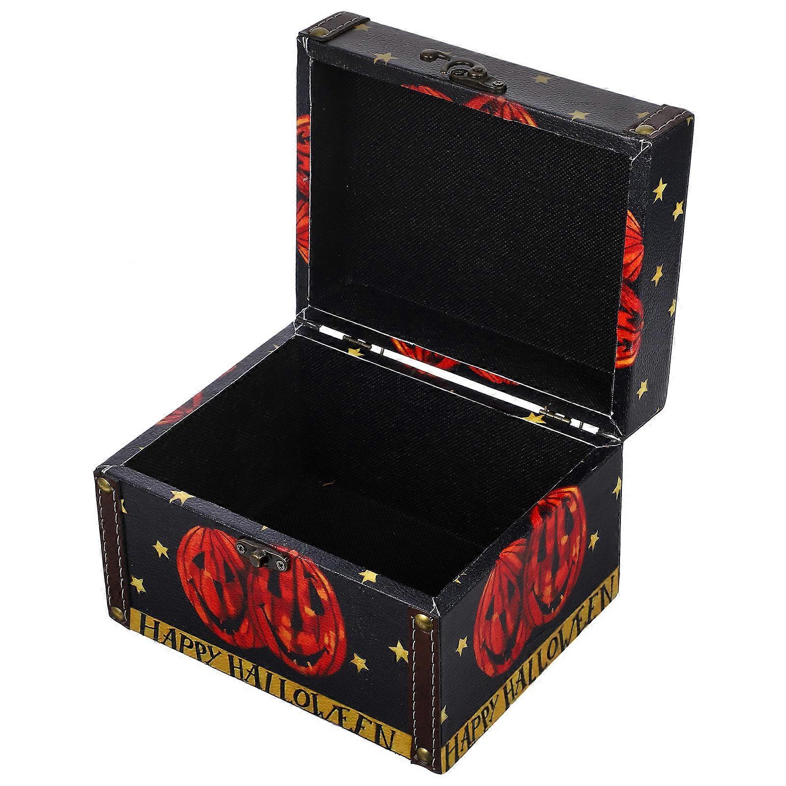 Pumpkin Shaped Candy Box Halloween Wooden Storage Container Gift Packaging Decorative Trinket Box Rectangular Style Multi 1Pack