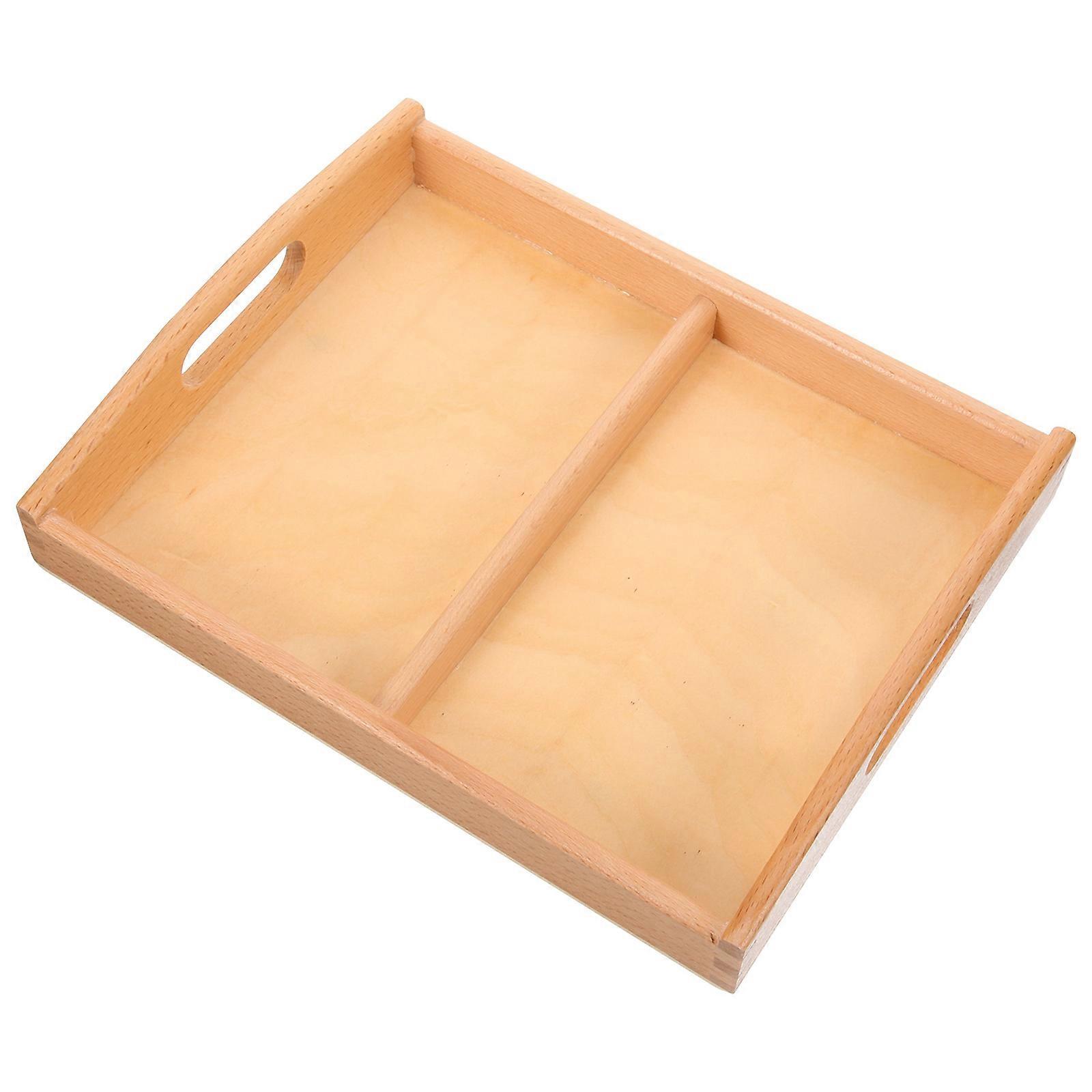 Wooden Tray for Classroom Supplies, Ergonomic Design with Handles for Practical Organization and Storage