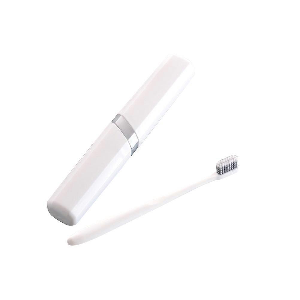 Portable Toothbrush Travel Set with Storage Box for Traveling Use Made of Plastic White Color Lightweight and Compact Size