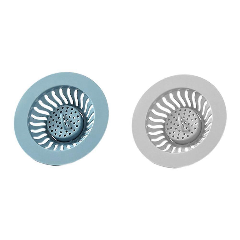 2pcs Durable Sink Strainers Deodorized Filter Nets for Kitchen Bathroom Drain Grey Blue Efficient Water Flow Debris Catching