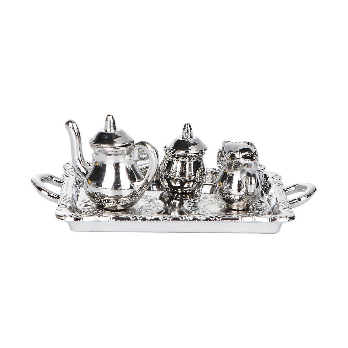 Scale Silver Mini Teaware Kit – Creative Desktop Ornament for Mini Scene Decoration