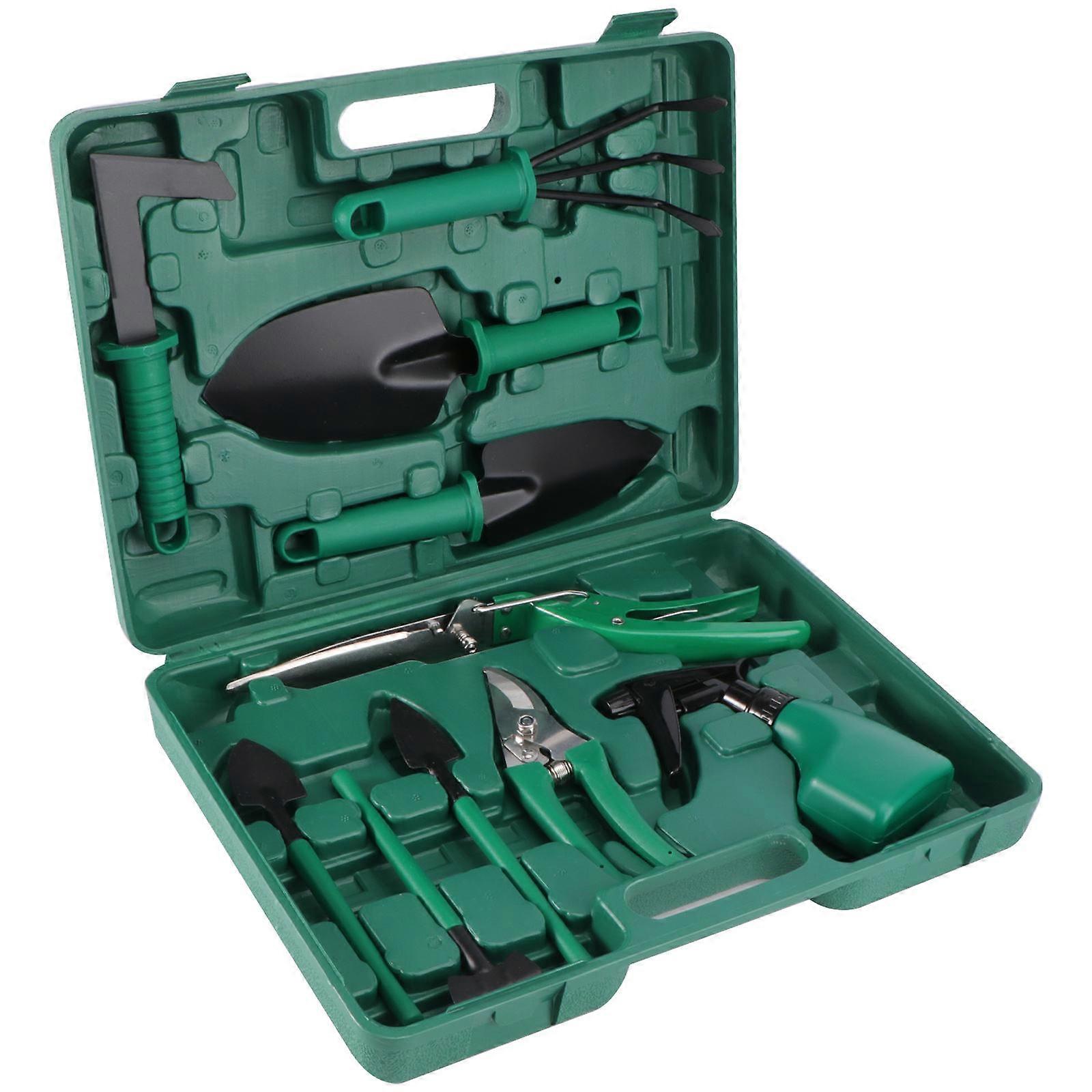 Garden Tools Set 10 Pcs Collection For Cultivating And Raking In Vegetable Gardens Featuring A Stylish Carrying Tote