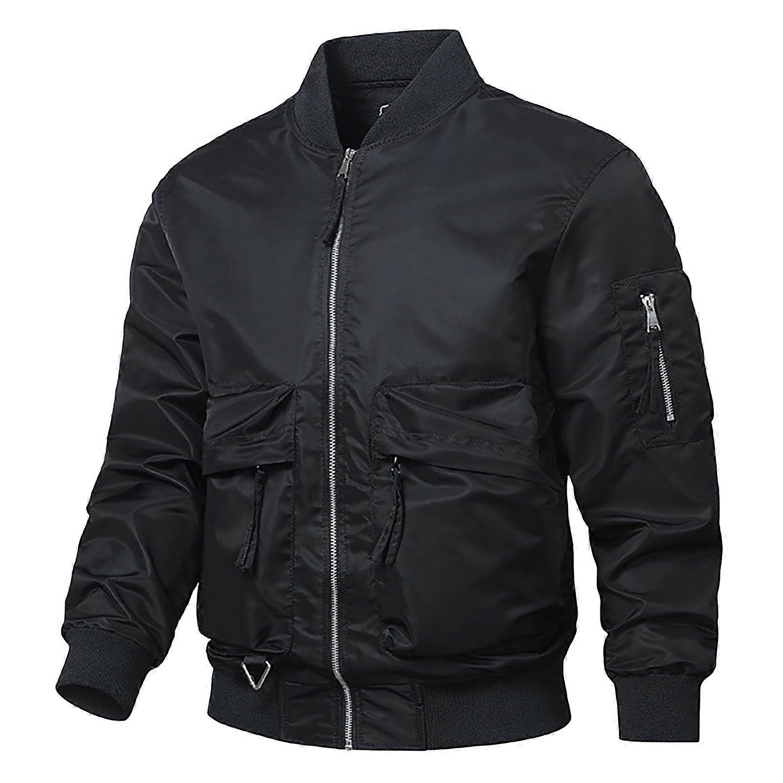 Men's Lightweight Bomber Jacket Blouson Softshell Winter Jacket Black XL