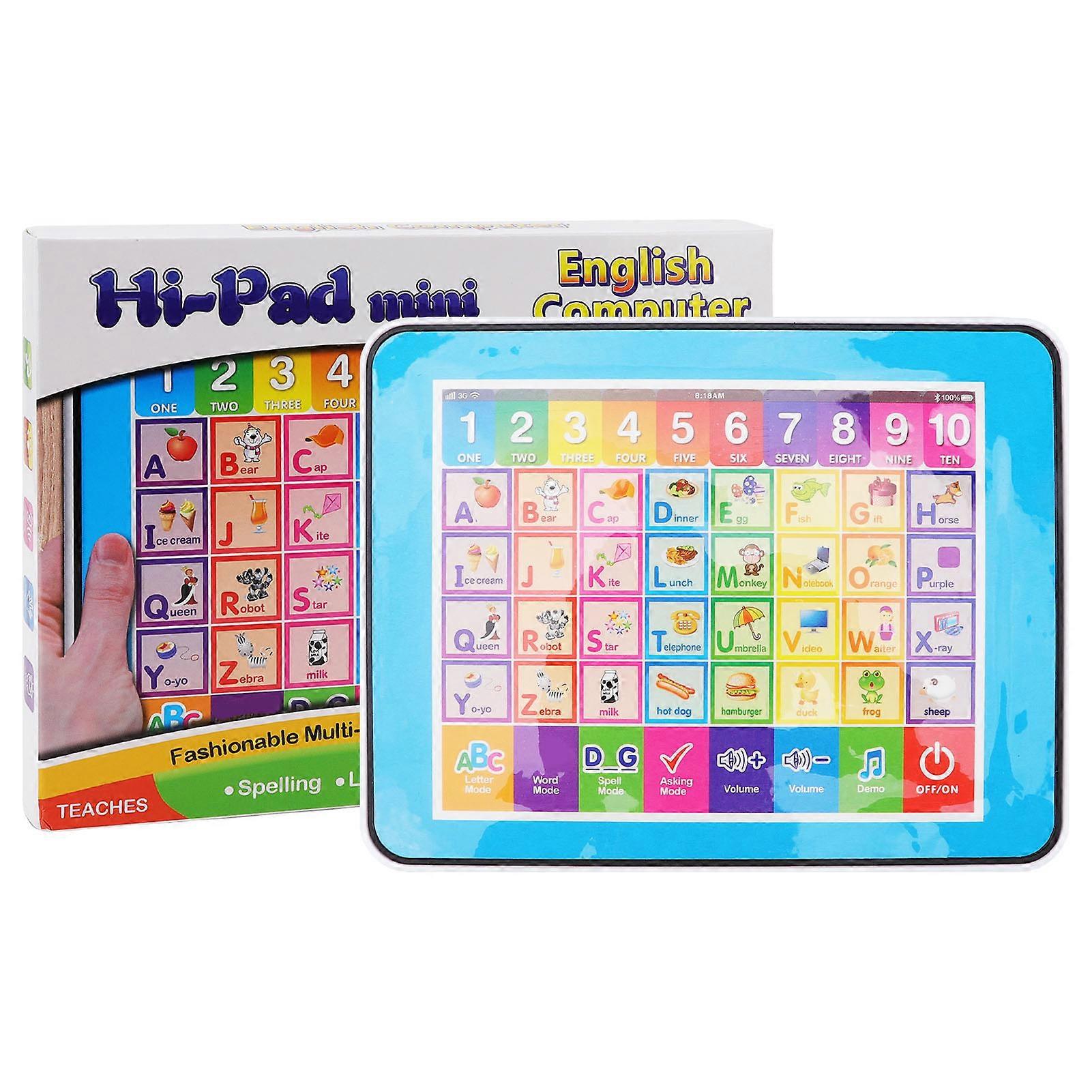 Children English Learning Machine 6 Educational Functions Rich Content Adjustment Volume Smart Toy Tablet for Home Travel Blue