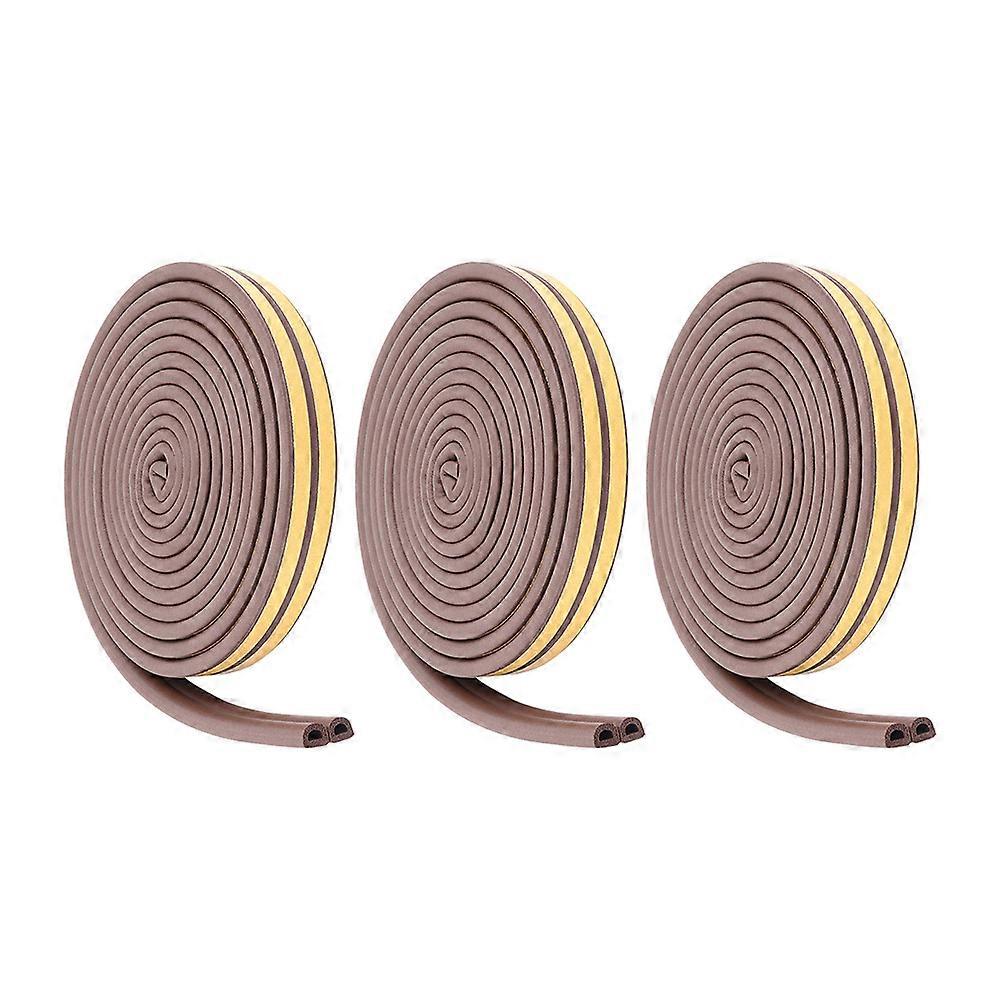 Anti-Collision Door And Window Weather Stripping In Brown With Self-Adhesive Quality Designed For Easy Operation 3 Rolls