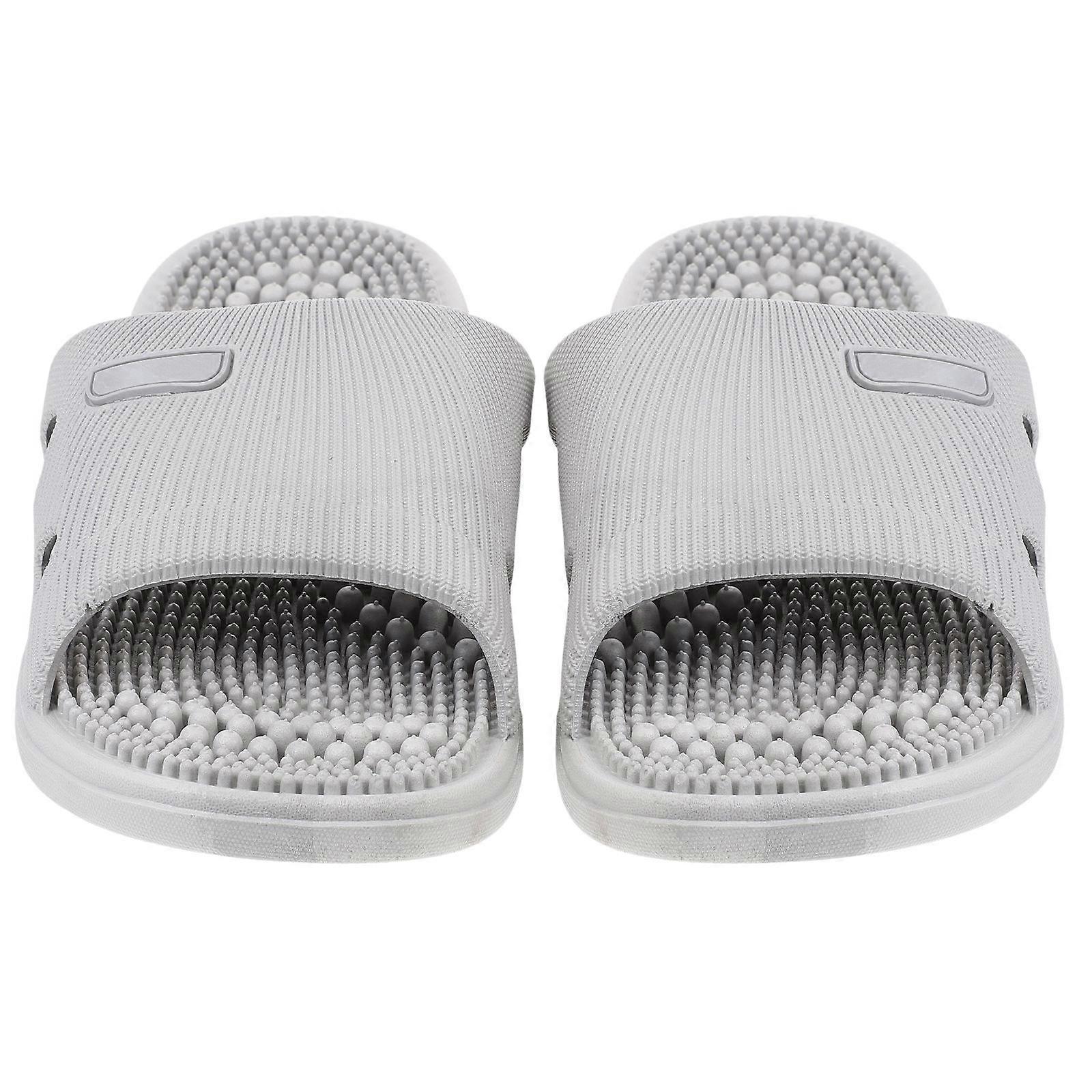 Light Grey PVC Slippers with Massager Design for Home Use 1 Pair Summer Household Footwear