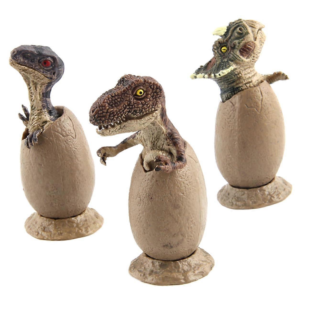 Dinosaur Figure Models Set of 3 with Dinosaur Egg Models and Broken Shell Designs, Realistic Plastic Toys for Kids