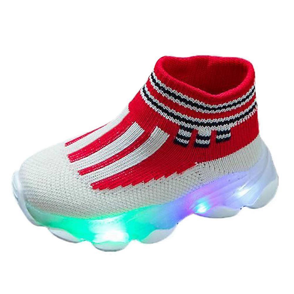 Red LED Light Up Sneakers for Kids with NonSlipping Sole and Breathable Fabric EVA