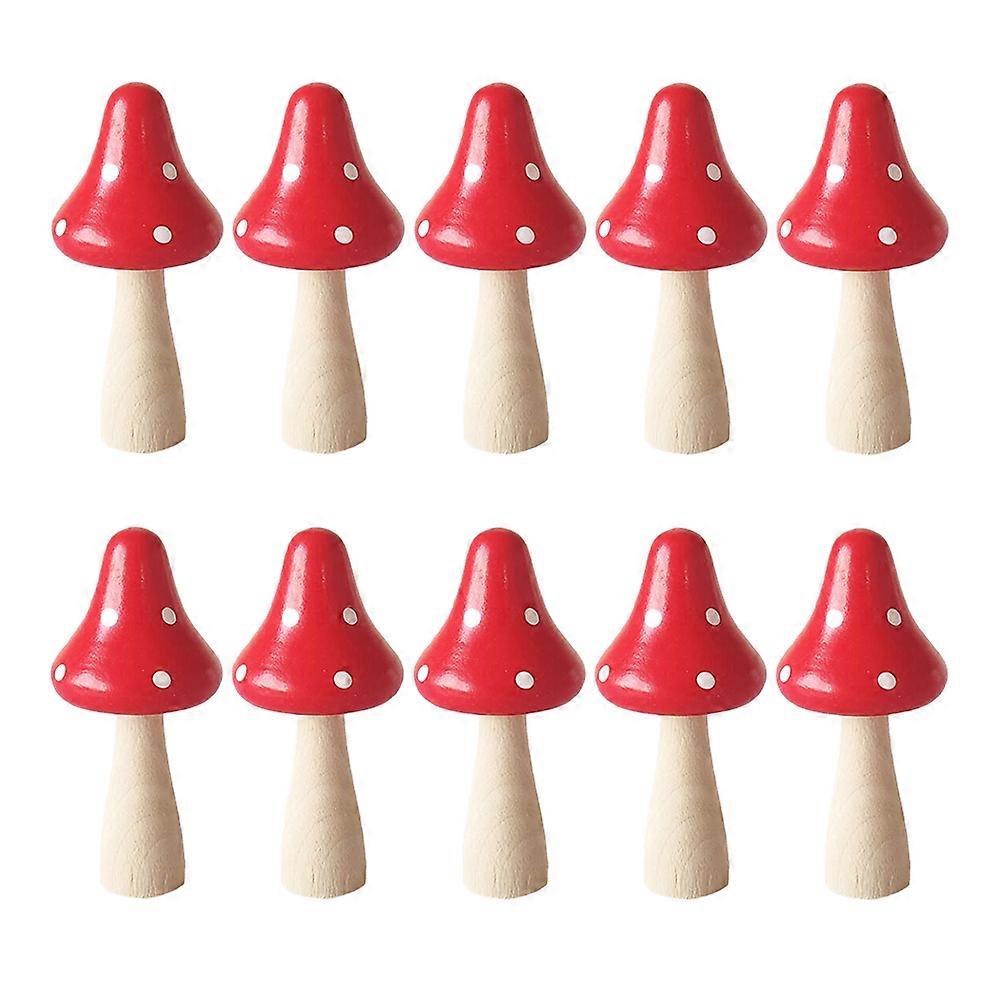 Charming Red Plastic Mushroom Adornment for Decorative Scenes and DIY Projects 10 Pieces