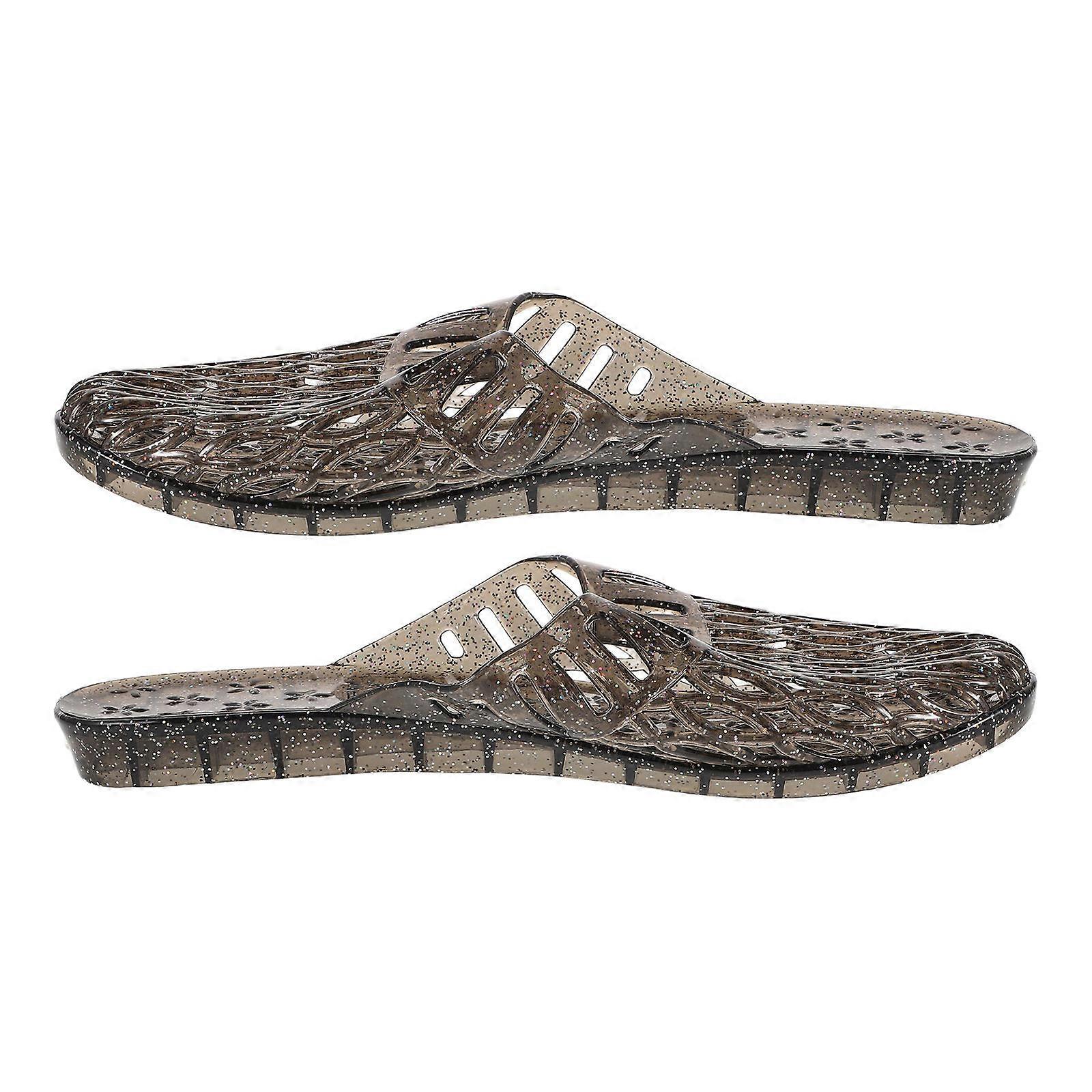 Transparent Jelly Shoes For Women Beach Pool Shower Flat Non-Slip 1 Pair Sparkling Design