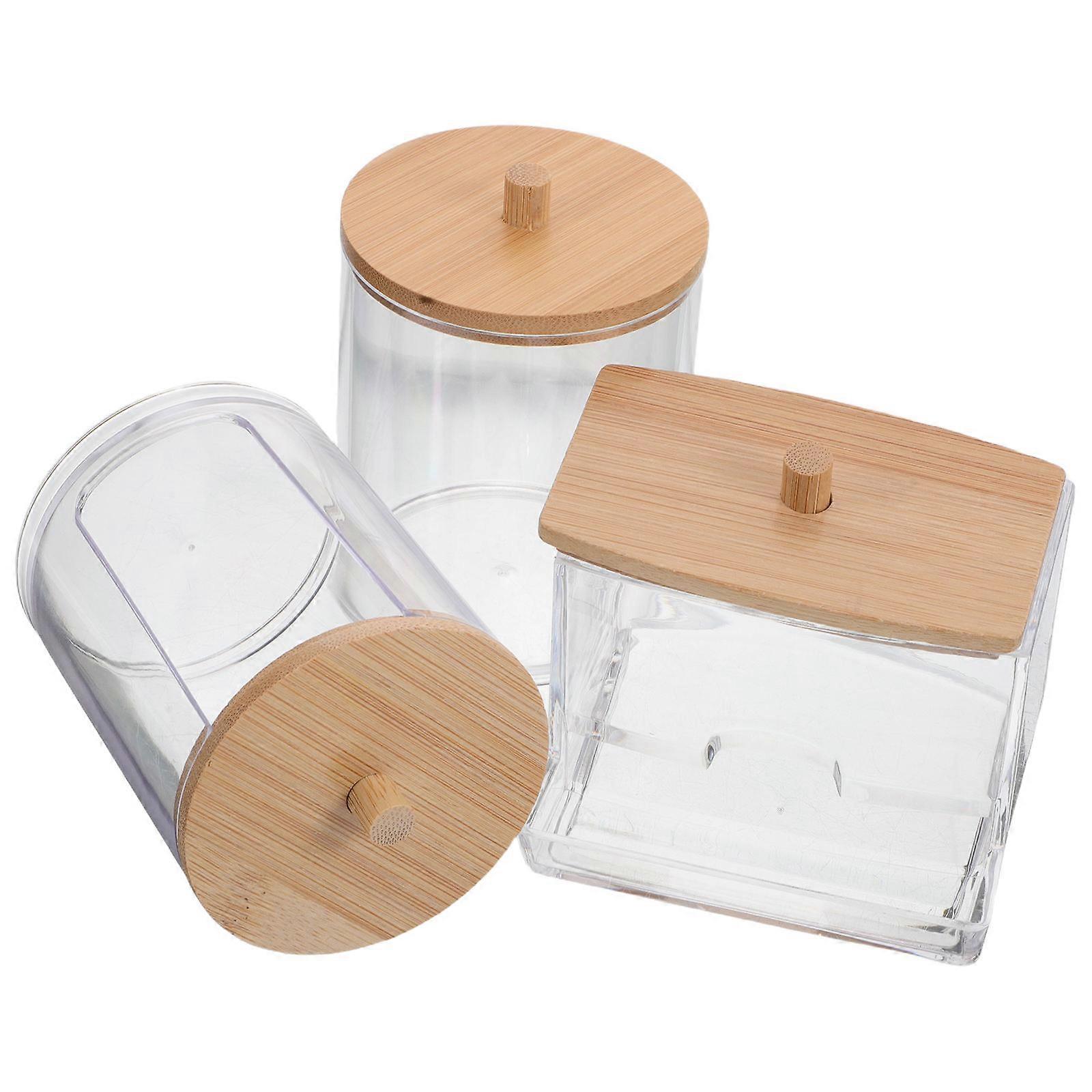 3pcs Stylish Storage Box With Lid For Cotton Balls Floss Dispenser Compact And Ventilated Design For Bathroom Organization