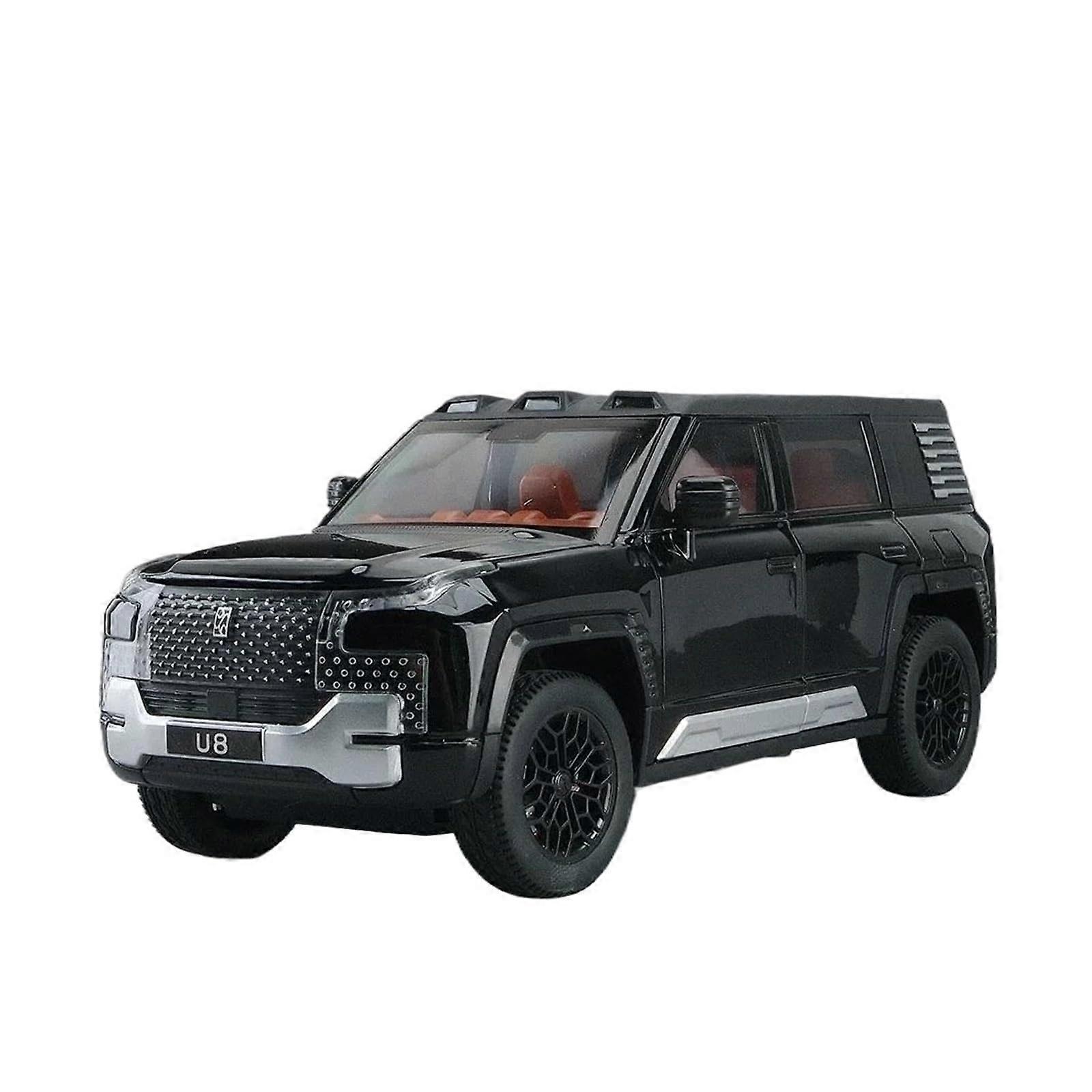 Accurate Scale Model Car 1:24 for BYD U8 Replica Static Alloy Model Car Metal Texture Ornaments Display Collection Diecast Vehicle (Black)